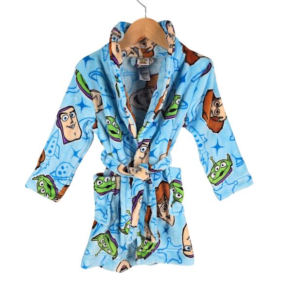 DISNEY TOY STORY TODDLER BOYS' BATHROBE WOODY BUZZ LIGHTYEAR ALIEN SIZE 3T - Picture 1 of 9